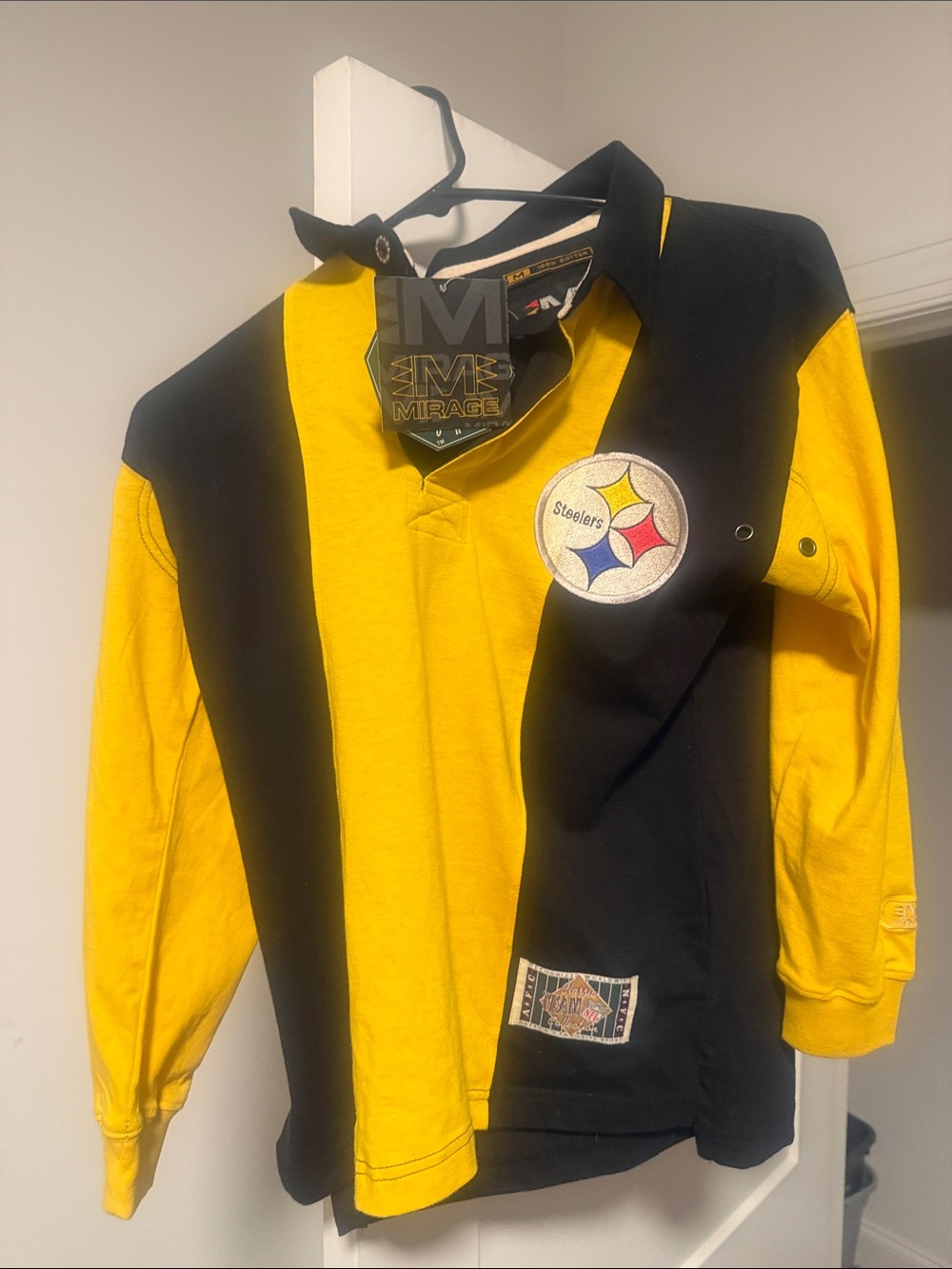 Pittsburgh Steelers Kids Long-Sleeve Rugby Shirt - Black & Yellow